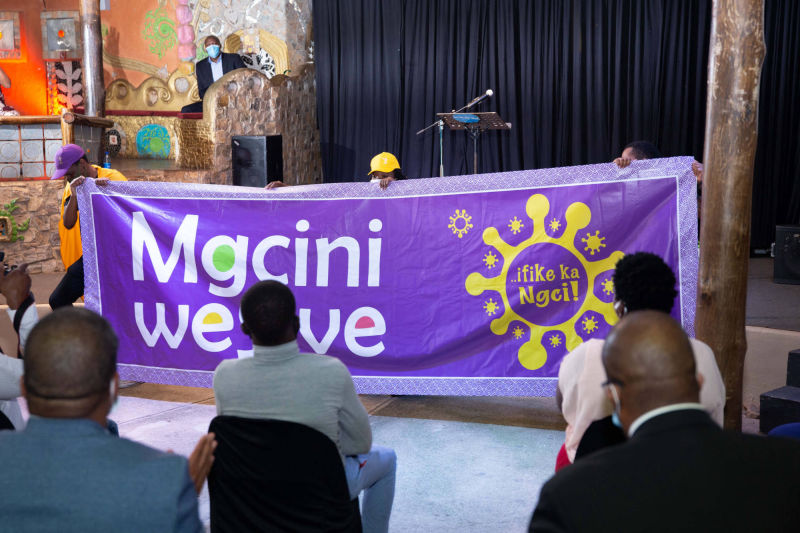 The Mgcini weSive logo being unveiled to the attendants of the campaign launch